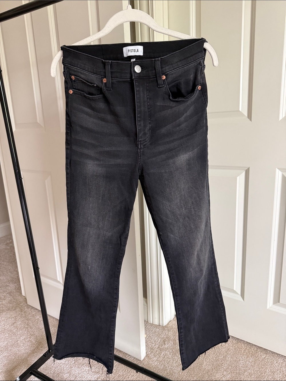 Pistola Women’s Black Washed Cropped Ankle Bootcut Jeans